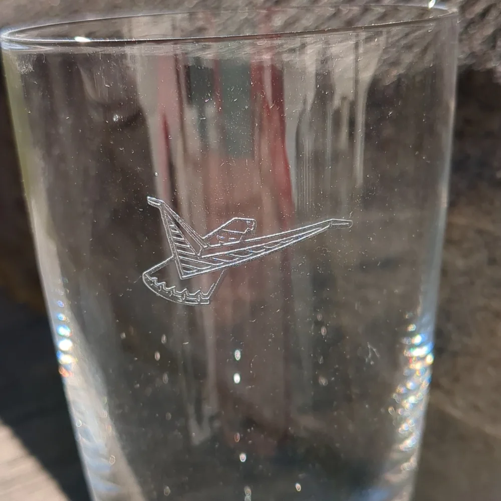 Vintage Fostoria 1959 Ford Thunderbird dealer logo bar glasses SET OF FO…